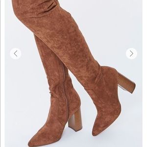 New Brown Faux Suede Over-the-Knee Boots